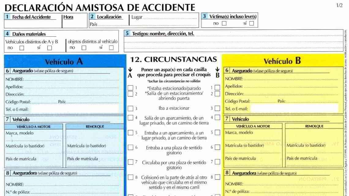 Un parte amistoso de accidente