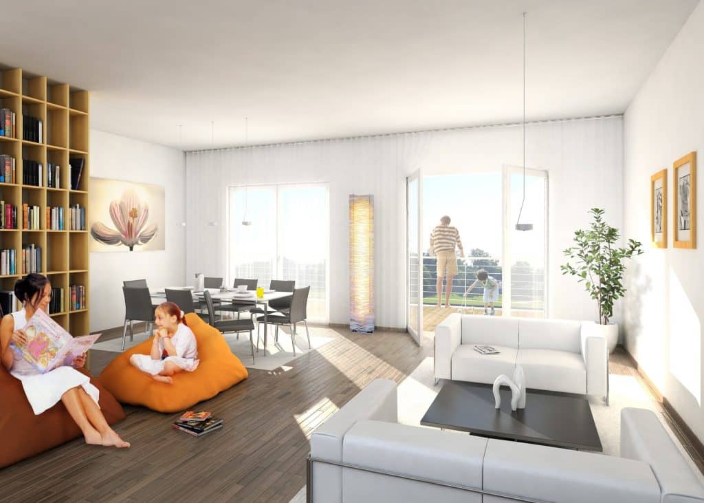 Familia disfruta de su vivienda